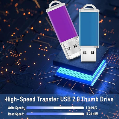 USB Drive Bulk 2GB Flash Drive Pack Thumb Drives 50 Pack Swivel Bulk USB 2.0 Memory Stick Jump Flash Drives 2GB, Colorful