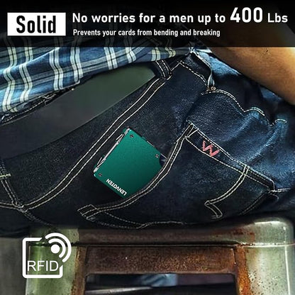 Upgraded Hinged Minimalist Wallet for Men | Slim Metal RFID Blocking Wallet | Credit Card Holder & Money Clip Holds 20 Cards | Premium Scratch-Resistant Finish | Ideal Gift for Men