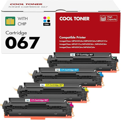 067 Toner Cartridge Set 067H MF654Cdw MF656Cdw Compatible for Canon Color ImageCLASS LBP632Cdw MF654Cdw MF653Cdw LBP633Cdw MF652Cdw MF650C Printer 4 Pack High Yield Ink (Black Cyan Yellow Magenta)