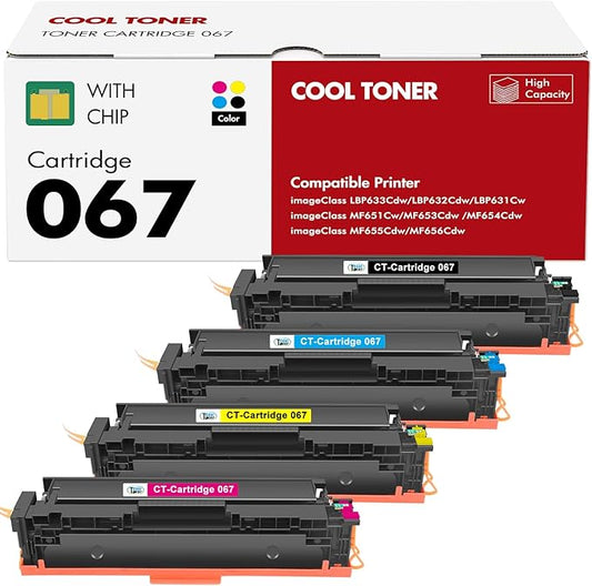 067 Toner Cartridge Set 067H MF654Cdw MF656Cdw Compatible for Canon Color ImageCLASS LBP632Cdw MF654Cdw MF653Cdw LBP633Cdw MF652Cdw MF650C Printer 4 Pack High Yield Ink (Black Cyan Yellow Magenta)