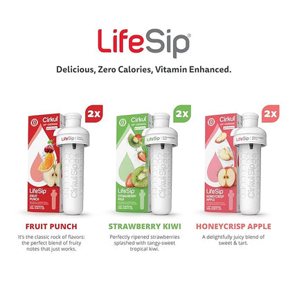 Cirkul LifeSip B-Vitamins Flavor Water Variety Pack, Makes 36 Drinks, No Sugar, Zero Calorie Drink Mix, (2 Fruit Punch, 2 Strawberry Kiwi, 2 Honeycrisp Apple)