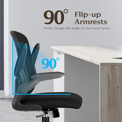 FelixKing Office Desk Chairs, Ergonomic PC Desk Chair with Wheels, Adjustable Lumbar Support and Height, Swivel Computer Chair with Flip-up Armrests, Ergo Mesh Backrest for Working (Black)