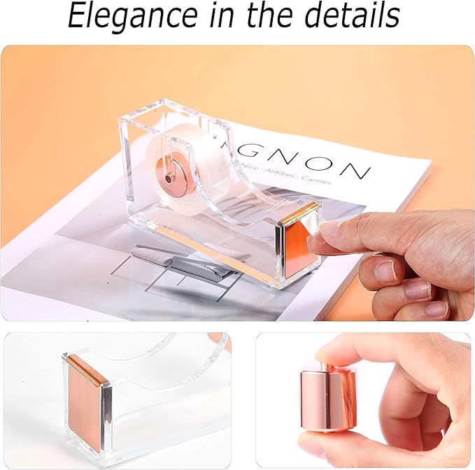 Desk Organizers and Accessories 7Pcs Set with 360-Degree Rotating Pen Holder, Acrylic Stapler, Tape Holder, Staple Remover, Binder/Paper Clips Kit, Scissor and 1 Box of Staples