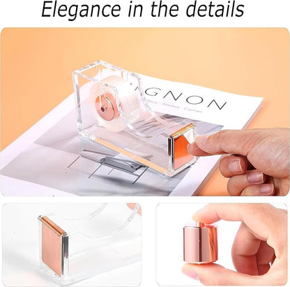 Desk Organizers and Accessories 7Pcs Set with 360-Degree Rotating Pen Holder, Acrylic Stapler, Tape Holder, Staple Remover, Binder/Paper Clips Kit, Scissor and 1 Box of Staples