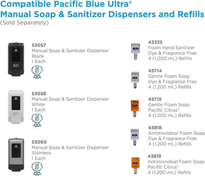 Georgia-Pacific (53057) Pacific Blue Ultra Manual Push Soap Dispenser, Wall Mounted, Easy To Install & Maintain