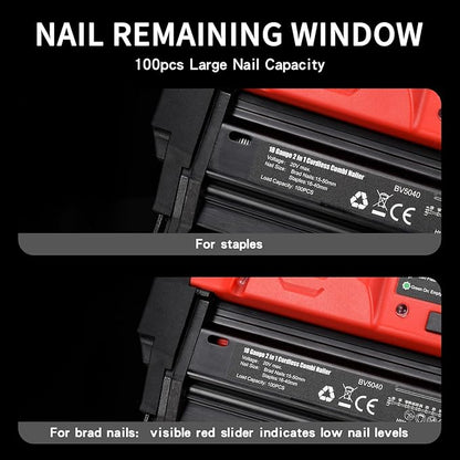 AEROPRO Tools 18 Gauge Nail Gun Battery Powered, 2 in 1 Cordless Brad Nailer/Staple Gun with 2 * 2.0Ah Li-ion Batteries, Charger and 1000 Nails for Woodworking & DIY
