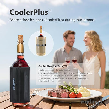 Wine Chiller for 750ml Bottles | Portable & Iceless, Keeps Wine/Champagne/Beer Cold 6+ Hours | Vacuum Insulated Stainless Steel | Ideal for Outdoor, Parties & Gifts – Champagne