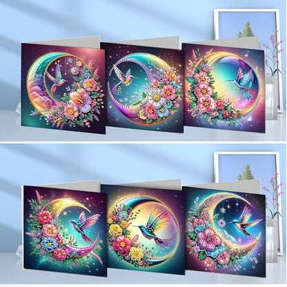 12pcs Diamond Art Painting Postcards with Envelope, Hummingbird Pattern Daily DIY Handmade Greeting Cards Wishing Cards for Special Occasion Festival Craft Gift
