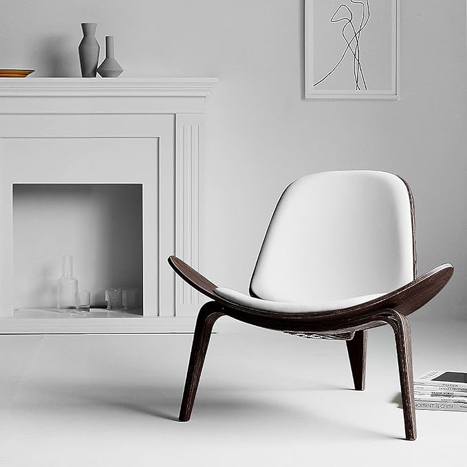 OAKHAM Comfy Shell Chair, Mid Century Modern Accent Chair for Living Room and Bedroom with Protective Foot Pads, Ergonomic (Ebony Brown)