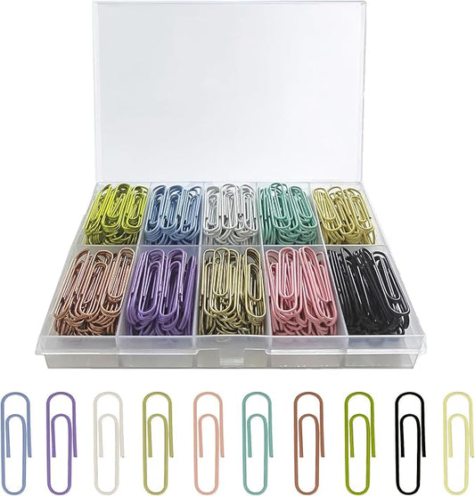 Medium Paper Clips 33 mm/1.3 Inch Size 300 Pcs PaperClips Assorted Colored for Home, School and Office Use