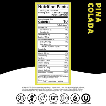 Devotion Nutrition HydroFLEX Water Flavoring Packets – Sugar-Free Hydration with Vitamins & Electrolytes – Dye-Free, Gluten-Free (Pina Colada) 12-Pack Drink Mix