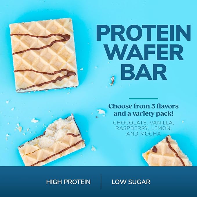 WonderSlim Protein Wafer Snack Bar, Variety Pack, 15g Protein, 5 Flavors, 0mg Cholesterol (5ct)