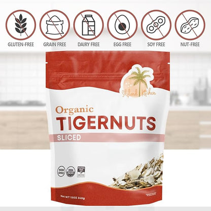 Skyland Kitchen Organic Sliced Tigernuts, Nut-Free, Raw Snack, Gluten-Free, Vegan, Paleo Friendly, High Fiber, Non-GMO 4 x 12oz (Pack of 4)