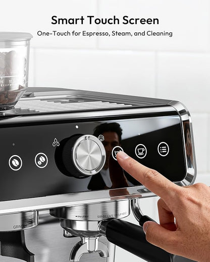 EUHOMY Espresso Machine with Grinder, 20 Bar Coffee Maker with Milk Frother Steam Wand, Professional Espresso Coffee Machines with Removable Water Tank, Latte & Cappuccino Machine for Home Barista