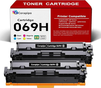 069H /069 High Yield Black Toner Cartridges Compatible for Canon 069H 069 MF753Cdw Toners Work with MF753Cdw MF751Cdw LBP674Cdw LBP674Cx MF752Cdw MF756Cx |069H Black Toner,2 Pack