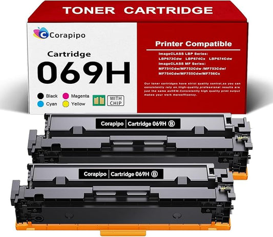 069H /069 High Yield Black Toner Cartridges Compatible for Canon 069H 069 MF753Cdw Toners Work with MF753Cdw MF751Cdw LBP674Cdw LBP674Cx MF752Cdw MF756Cx |069H Black Toner,2 Pack