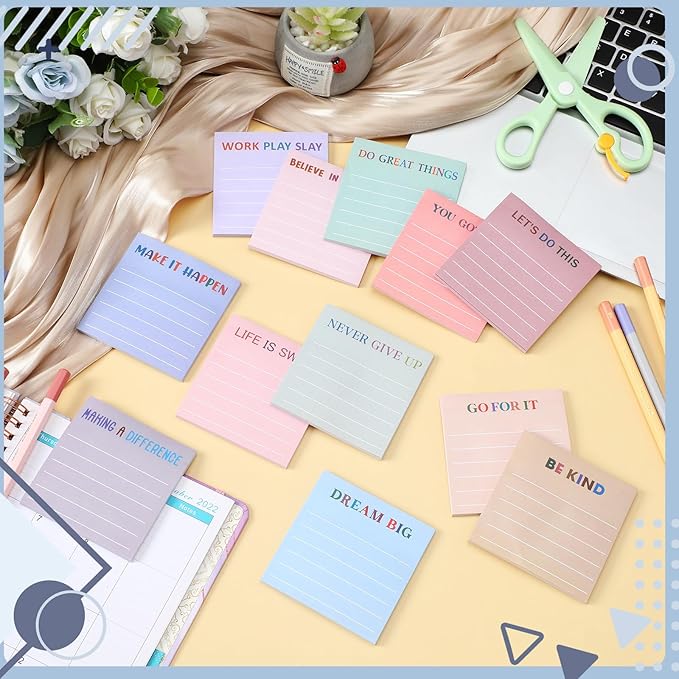Yinder 24 Pcs Inspirational Sticky Notes Christmas Stocking Stuffers Motivational Sticky Notes Pad Employee Appreciation Gift Bulk for Teacher Nurse Coworker Office 3 x 3'' (Motivational,Aesthetics)