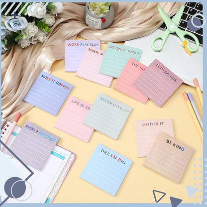 Yinder 24 Pcs Inspirational Sticky Notes Christmas Stocking Stuffers Motivational Sticky Notes Pad Employee Appreciation Gift Bulk for Teacher Nurse Coworker Office 3 x 3'' (Motivational,Aesthetics)