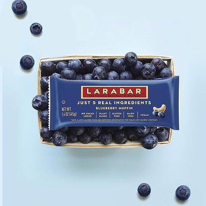 LARABAR Fruit & Nut Bars Variety Pack 18 Count (1.6 oz Each), Blueberry Muffin Lemon Apple Pie, Vegan Gluten Free Dairy Free Plant Based, Granola Snack Bars Breakfast Snacks For Adults