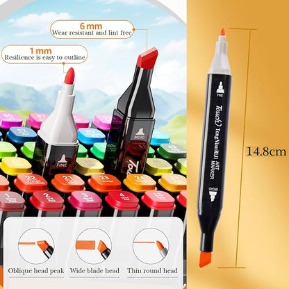 100 Colors Alcohol Markers Set, Dual Tips Blender Art Markers for Drawing, Permanent Sketch Marker for Kids adult coloring, Alcohol Based Marker, Adults Coloring and Artist Illustration.