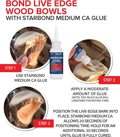 Premium Grade Cyanoacrylate (CA) Medium Super Glue by Starbond - 16 oz. Complete Refill KIT (453g) - with Extra Bottles, Caps, Microtips - for Woodturning, Pen Turning, Hobby, Lapidary, Acrylic Nails