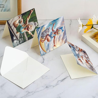 6pcs Diamond Painting Greeting Cards for Blessings and Wishes, Grandma DIY Special Shape Crystal Diamond Art Partial, Surface flash Paper Material, DIY Gifts for Christmas Thanksgiving Day