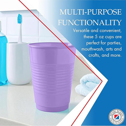 Essentials Healthcare Products Plastic Drinking Cups - Full Case of 1000 Cups - Lavender 5 oz Disoposable Cups for Cold Beverages, Parties, Office, or Medical Use - Durable & Convenient