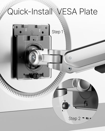 monTEK Deluxe Monitor Arm for 17 to 40 Inch Curved Screens with Cable Management Aluminum Fully Adjustable Single Monitor Arm with Clamp/Grommet, Quick Release Plate,75x75/100x100 VESA, MA1008SL