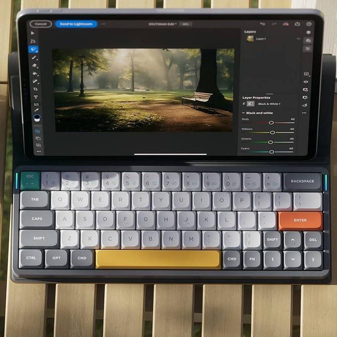 nuphy Air60 V2 Portable Wireless Keyboard 60% Low Profile Mechanical Keyboard Support QMK/VIA Compatible with Windows/mac OS/Linux Supports Bluetooth 5.1/2.4GHz/USB-C Grey-Gateron Wisteria Switch