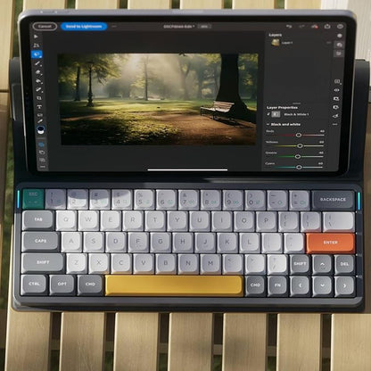 nuphy Air60 V2 Portable Wireless Keyboard 60% Low Profile Mechanical Keyboard Support QMK/VIA Compatible with Windows/mac OS/Linux Supports Bluetooth 5.1/2.4GHz/USB-C Grey-Gateron Wisteria Switch