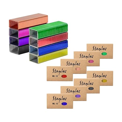 NatSumeBasics 8000 Colored Staples, Colorful #10 Staple for Mini Stapler Refill,Tiny Staples Smaller Than Standard Staple (8000)