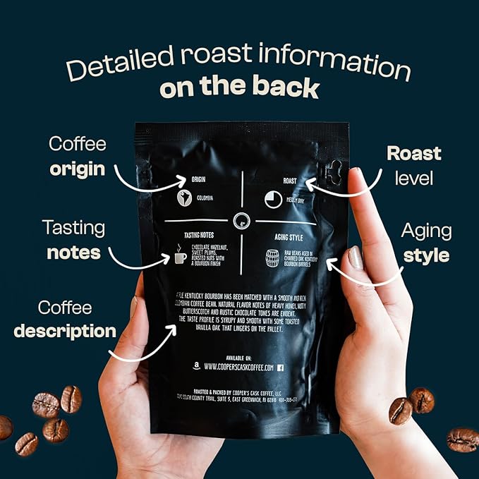 Bourbon Barrel Aged Coffee Whole Bean Set, Single Origin Sumatra Whiskey, Ethiopian Rye, Rwanda Rum Roasted Coffee Beans (Whole Bean, 4 Ounce (Pack of 3))