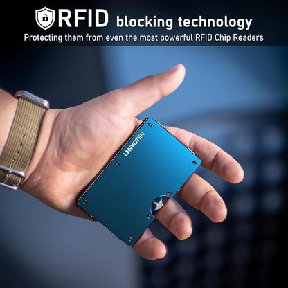 Upgraded Hinged Minimalist Wallet for Men | Slim Metal RFID Blocking Wallet | Credit Card Holder & Money Clip Holds 20 Cards | Premium Scratch-Resistant Finish | Ideal Gift for Men