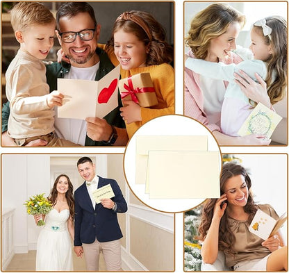 Cream Blank Note Cards and Envelopes 4.25 x 5.5 Heavyweight Folded Ivory Card stock and A2 Envelopes Printable Self Seal 20 Packs for DIY Invitations, Thank You Cards, School, Valentines