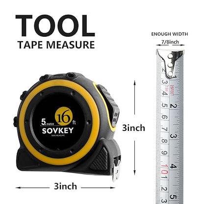 16ft(5-Meters) Tape Measure, Self-Lock, Dual Scale,Easy Read Measuring Tape