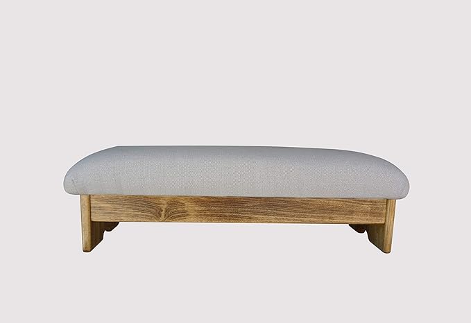 Bedside Padded Foot Stool, Maple Stain 9" Tall (Made in The USA) (Malibu Sea Salt - 9" Maple)