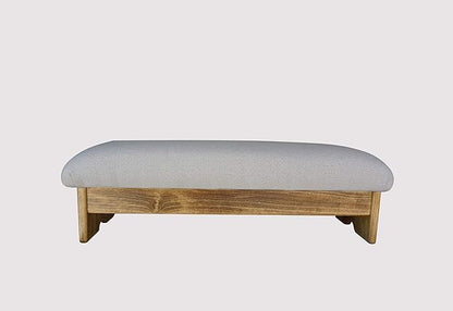 Bedside Padded Foot Stool, Maple Stain 9" Tall (Made in The USA) (Malibu Sea Salt - 9" Maple)