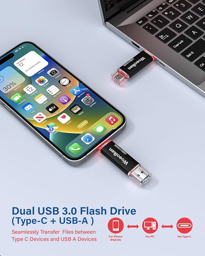 USB C Flash Drive 64GB 5 Pack, Wooolken USB 3.0 Dual Drive Type-C Thumb Drive OTG Compatible with iPhone 16/15, Android Smartphone/Tablets/Computers