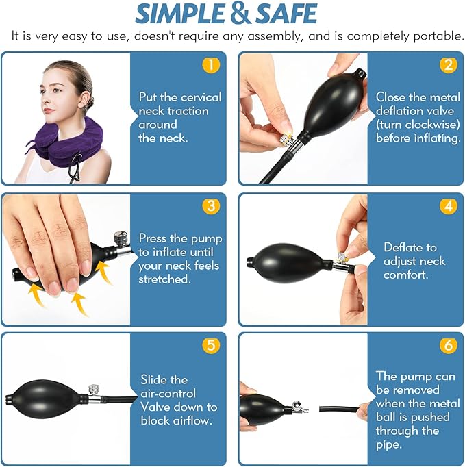Neck Stretcher, Neck Traction Device, Neck Pain Relief, Adjustable Inflatable Neck Brace & Neck Stretcher Cervical Traction, Neck Decompression Home Use