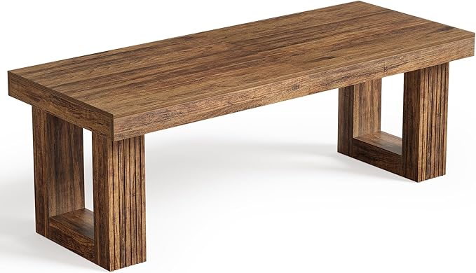 LITTLE TREE Two Person Desk, 86.6 Inches Extra Long Computer Desk, Double Computer Writing Table for 2 People, Wooden Large Desks Business Workstation for Home Office, Rustic Brown