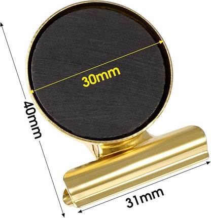 VNDUEEY 20 Pack Fridge Magnets Refrigerator Magnets, Magnetic Clips for Whiteboard, Magnet Clips Heavy Duty, Clip with Magnet for Locker, Magnetic Paper Clip for Home, Office, School, Teaching (Gold)