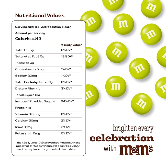 MY M&M'S Electric Green Milk Chocolate Candy, 5lbs, Bar