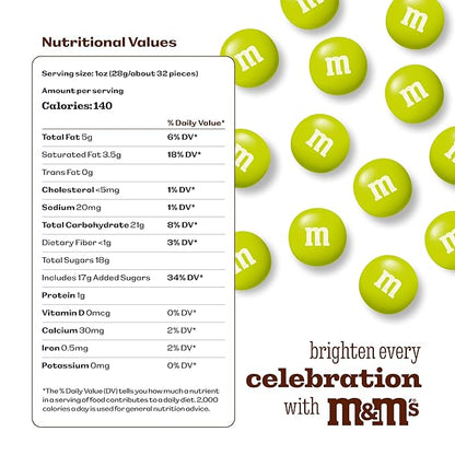 MY M&M'S Electric Green Milk Chocolate Candy, 5lbs, Bar