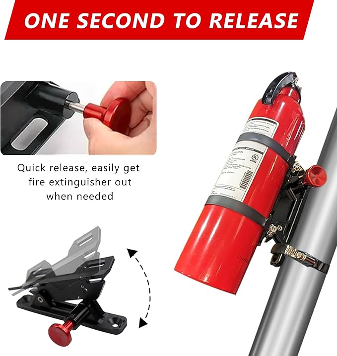 Quick Release Fire Extinguisher Mount - Aluminum Adjustable UTV Roll Bar Fire Extinguisher Holder Mounting Bracket for Jeep Wrangler TJ JK JL JKU Polaris RZR Ranger Can-Am X3 Universal