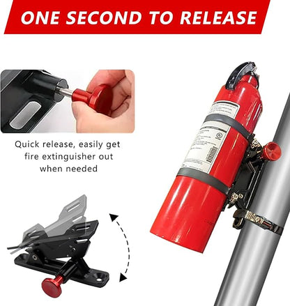 Quick Release Fire Extinguisher Mount - Aluminum Adjustable UTV Roll Bar Fire Extinguisher Holder Mounting Bracket for Jeep Wrangler TJ JK JL JKU Polaris RZR Ranger Can-Am X3 Universal
