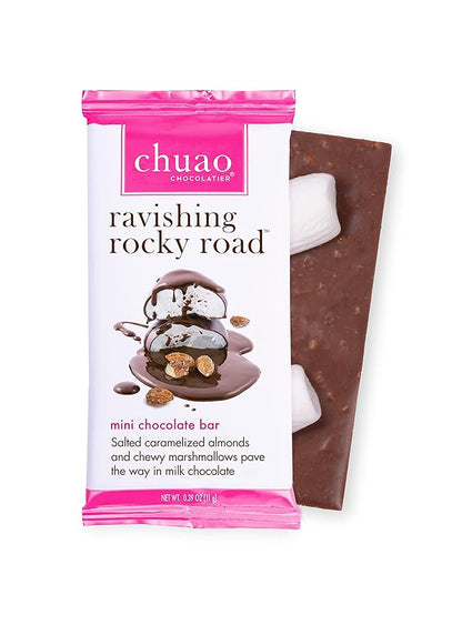 Chuao Chocolatier Ravishing Rocky Road Milk Chocolate Gourmet Mini Bars | For Gift Baskets, Birthday, Thank You, Care Package | 20 Pack, 0.39 oz Each