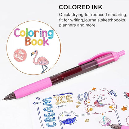 EYEYE G-103 Assorted Colors Gel Pens 0.5mm, 10 Pack Multicolor Retractable Pen Extra Fine Point Quick Drying, Ballpoint Pen Fine Point Smooth Writing Pens for for Office School Supplies