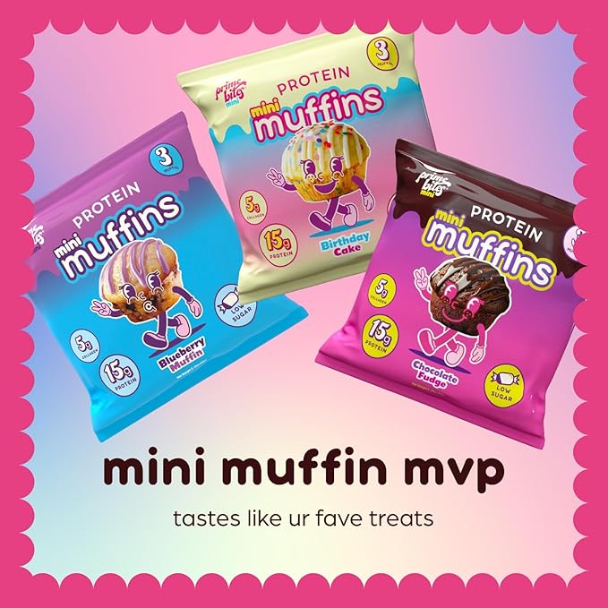 Prime Bites Minis | Protein Mini Muffins from Alpha Prime Supplements | High Protein, Collagen Fortified Low Sugar Treat | Delicious Snack | 12 Packs per Box - Chocolate Fudge
