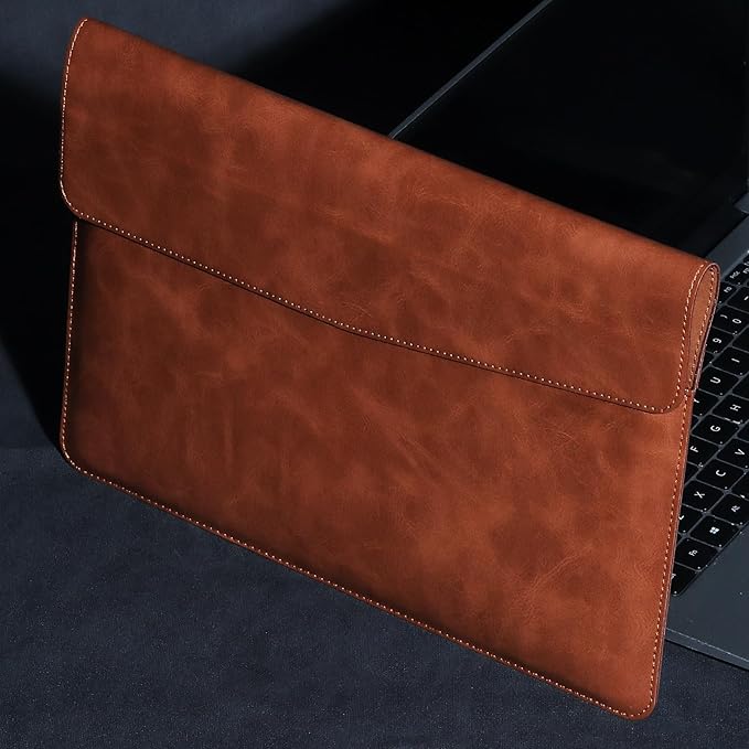 Leather Laptop Sleeve 13 Inch Compatible with MacBook Air M4 M3 M2 M1 2025-2018＆MacBook Pro M2 M1 2025-2016,Wear-Resistant and Scratch-Resistant Protective Case Cover,Brown