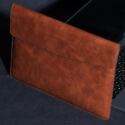 Leather Laptop Sleeve Compatible with MacBook Pro 16 Inch M4 M3 M2 M1 Pro/Max＆MacBook Air 15 Inch M4 M3 M2, Genuine Leather Protective Case Cover,Brown